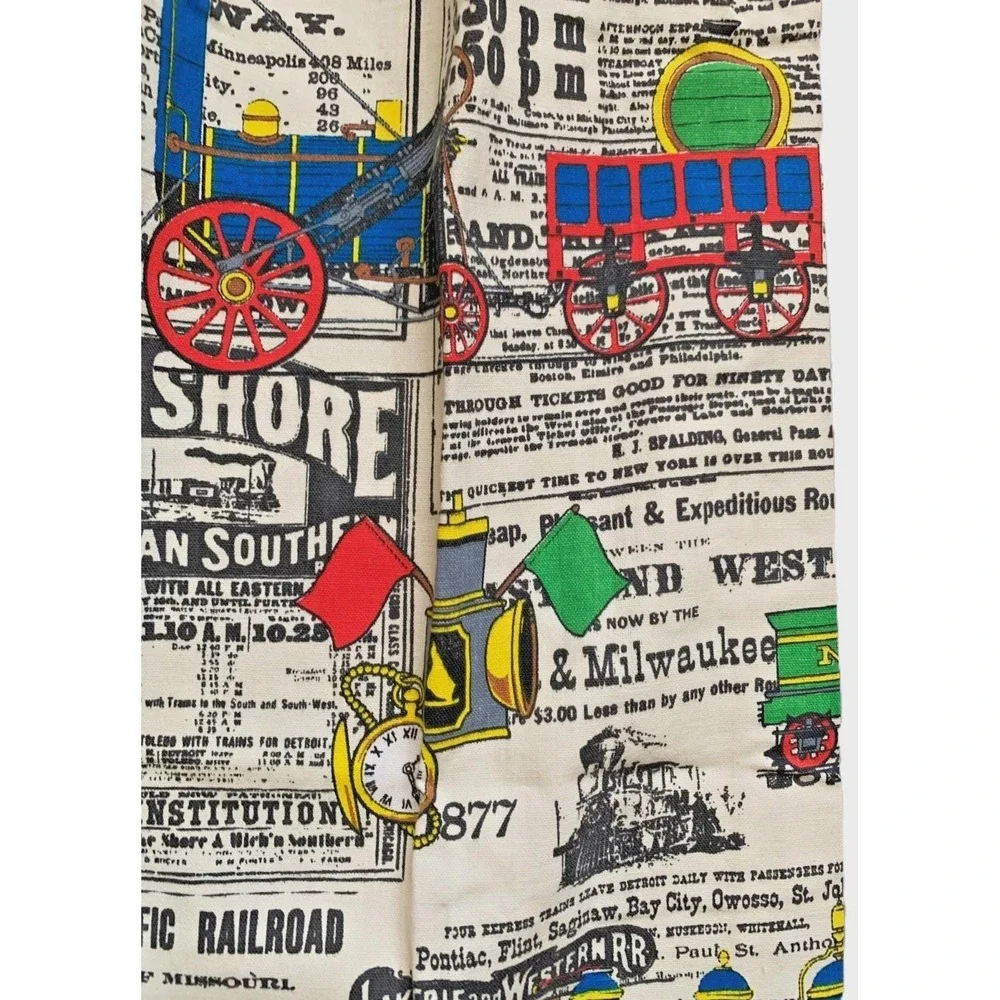 Vintage Steam Engine Trains Transportation Advertising Lined Curtains 42x44